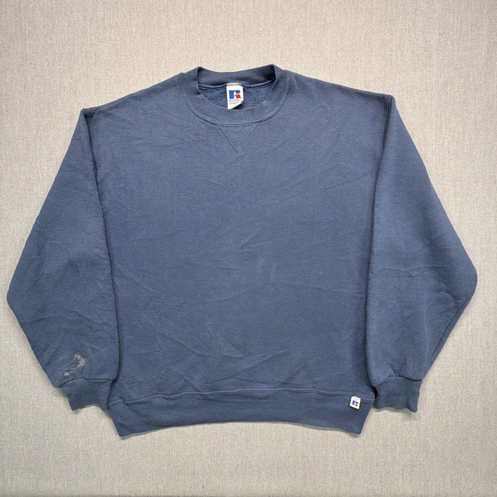 VTG 90's Russell Athletic Blank Crewneck Sweatshirt Men Large Blue Made in‎ USA